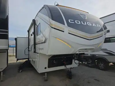Keystone Cougar Half-Ton fifth wheel 26RKE highlights: Dual Opposing Slides Rear Kitchen Outdoor Ent...