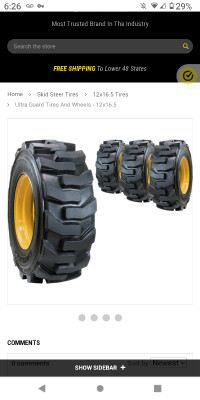 Skid steer tire and rim package deal! Used 10 16.5