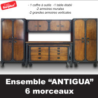 Meubles garage 6mx, Antigua et acier, style industriel rustique