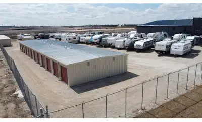 Secure outdoor winter storage. Fully fenced, gated and locked compound with 24/7 access. 10x10, 10×1...
