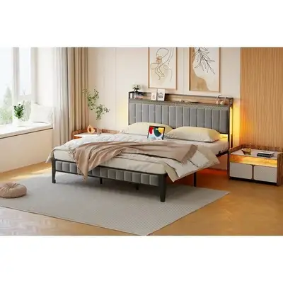 BRAND NEW - Senfot King Size Bed Frame with Storage Headboard..., View more