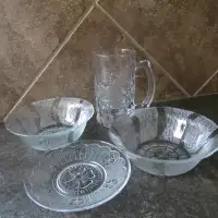 Crystal Clear Glass Mug and Clear Glass Bowls