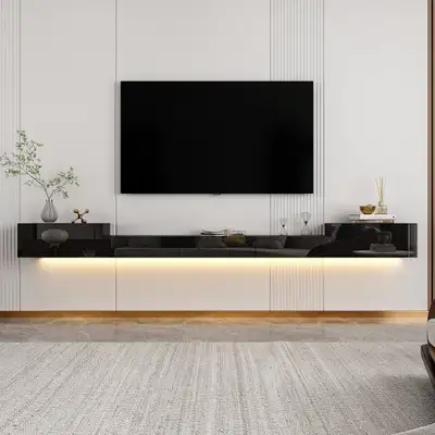 BNIB PRICE IS FIRM - 110 inches Modern Minimalist Black TV Stand, View more