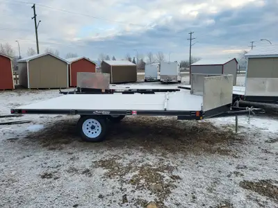 RAINBOW SINGLE AXLE 2 SLED TRAILER 2990LB GVW ROCKGUARD PAINT 54''WIDE x 7ft ATV Ramp, fits Front, S...