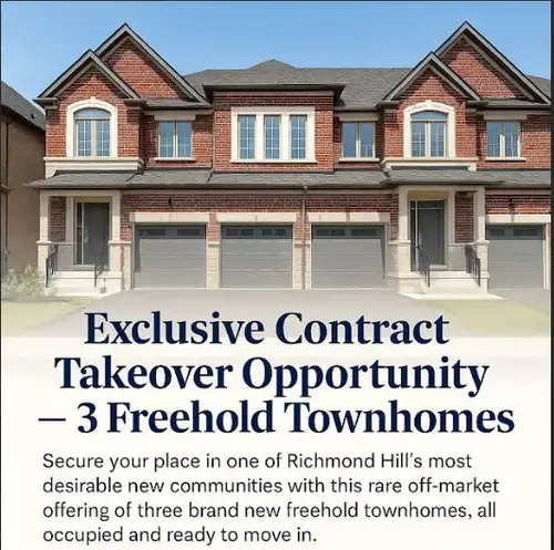 Exclusive Contract Takeover Opportunity – 3 Freehold Townhomes Richmond Hill | Elgin Mills & Leslie...