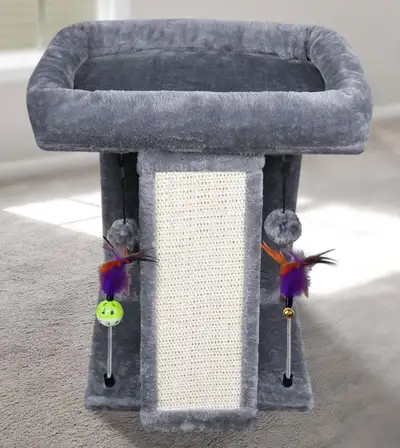 Cat Tree/Cat Condo Scratch Post Hammock w/ Hanging Balls, View more