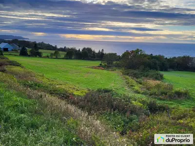 À Cap-Chat, en Haute-Gaspésie, vaste terrain avec vue panoramique sur le fleuve et ses splendides co...