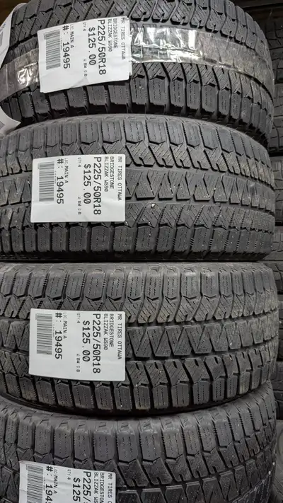 SET OF 4X P225/50R18 225/50/18 BRIDGESTONE BLIZZAK WS90 TAG # 19495 ** Please read details below **...