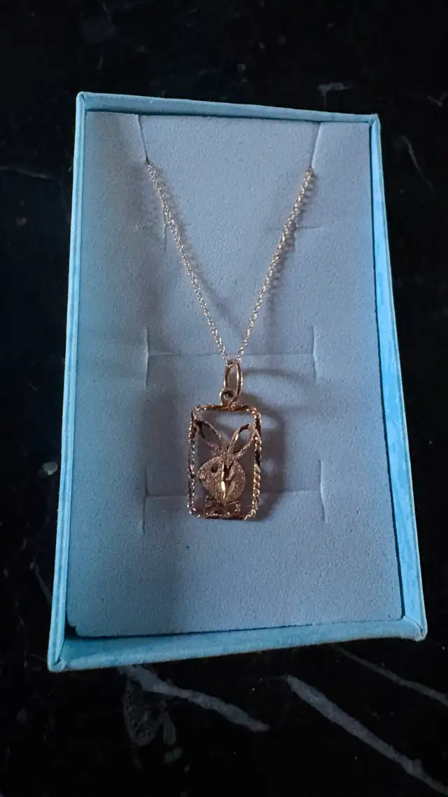 14KT gold necklace with 10KT Playboy Bunny charm