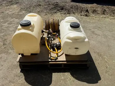 UTV Sprayer (2) 110L tanks with agitation 100' of " hose with 1/25" boom nozzle Pressure regulator N...