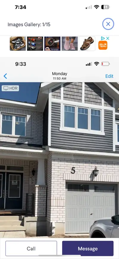 Three bedrooms, 2.5 bath end unit townhouse for rent in Kitchener. Close to fisher Hallman and Bleam...