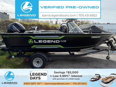 2022 | Legend | 18 XTE Sport $40,999 - plus any applicable taxes 2022 Mercury 90 ELPT 4S (420 Hours)...
