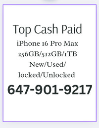 CASH paid for NEW iPhone 16 pro max 256GB Black