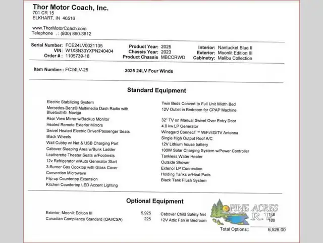 2025 Thor Motor Coach Four Winds Sprinter 24LV - Diesel in RVs & Motorhomes in Moncton - Image 16