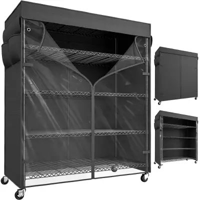 BRAND NEW - REIBII 45''W Storage Shelves with Cover  &  Wheels.., View more