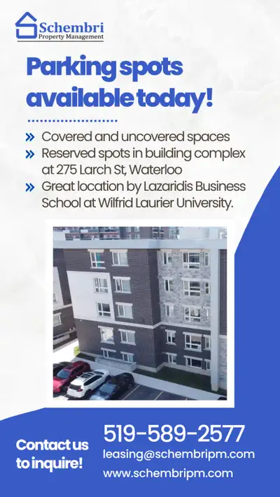 Parking sports available today! - Covered and uncovered spaces - Reserved spots in building complex...