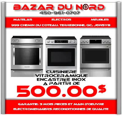 Cuisiniere Encastree Inox Reconditionne a partir de 500.00$, View more
