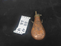Copper Black Powder Flask - Ornate - Vintage