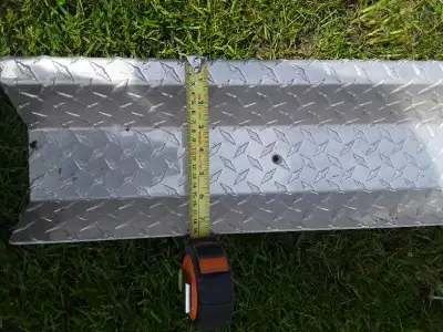 One piece of formed Aluminum Diamond Plate. 9 feet long (see photos for other measurements) Very stu...