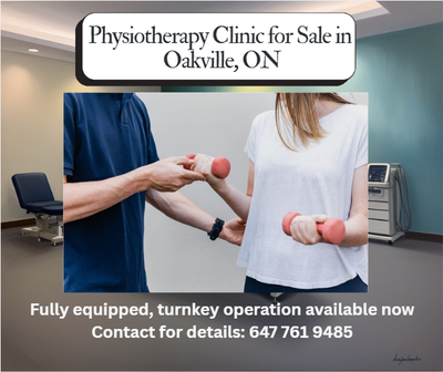 Established Physio Clinic for Sale in Oakville, ON ✨ Features: ✔️ 5 well-appointed treatment rooms ✔...