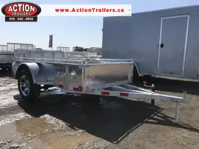 ACTION SERIES 5 X 8 ALUMINUM UTILITY TRAILER WITH SOLID ALUMINUM SIDES AND TOP TIE DOWN RAIL (COMES...