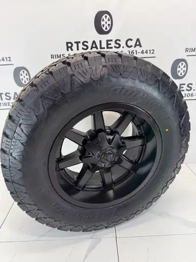 Set of LT 275/70/18 AMP PRO ALL TERRAIN tires on Black Fuel Maverick 18 inch Rims -- FITS GMC Chevy...