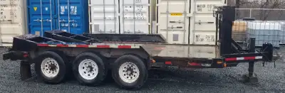 Selling a 2024 tri-axle utility trailer with ramps. Inspection valid until May 2025. Trailer is 16 f...