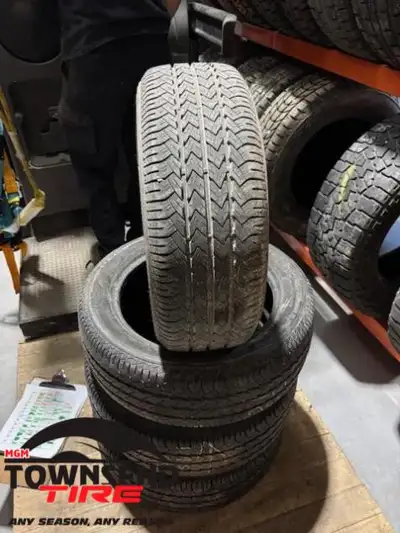 SET OF FOUR USED FIRESTONE PRECISION TOURING ALL SEASON TIRES, 195/55R16 75% TREAD REMAINING, SOLD A...