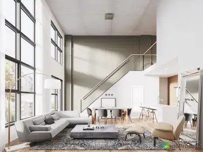 Superbe condo-loft, stationnement intérieur inclus, situé sur le bord du canal Lachine, à 8 minutes...