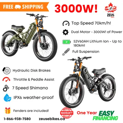 New 3000W Ebike - Dual Motor Electric Bike 70km/h - Financing, View more