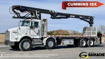 Heavy truck / Camion lourd - # STOCK: C-34342 2012 KENWORTH T800 CAMION À FLECHE CAMION GRUE À GYPSE...