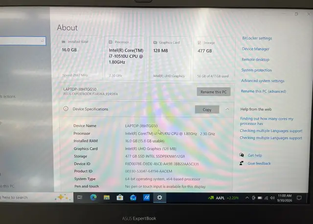 Asus Expertbook I7 Laptop in Laptops in City of Toronto - Image 3