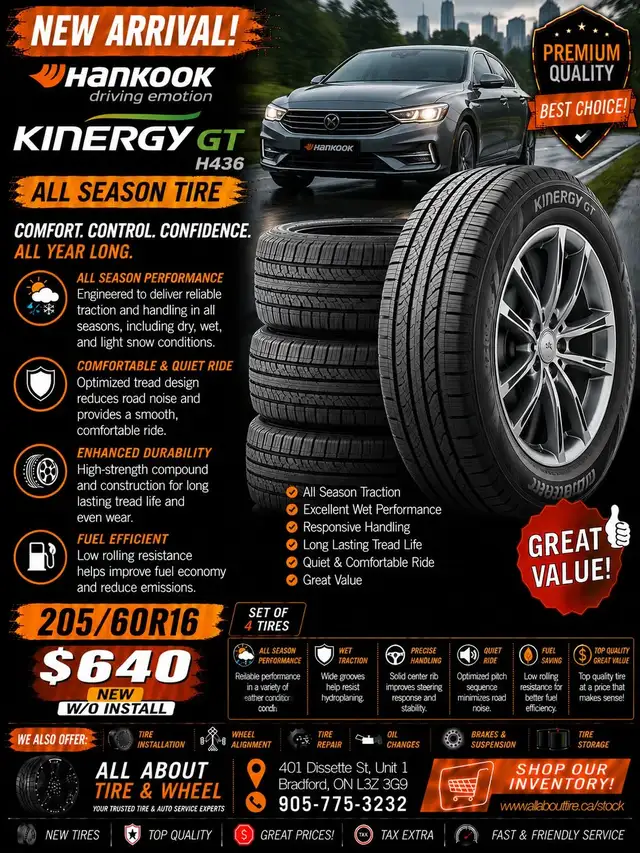 205/60R16 HANKOOK	KINERGY GT H436 ALL SEASON TIRES! in Tires & Rims in Markham / York Region - Image 2