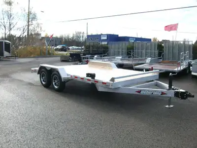 REMORQUE PLATE-FORME NEUVE ALUMINIUM 79" X 16' 2 ESSIEUX SUSPENSION HD A GLISSIERE FREIN ELECTRIQUE...