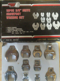 10 piece  3/8  crowfoot wrench set