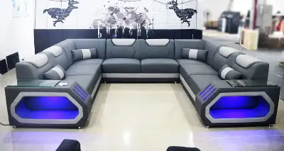 Custom Built Grand Sofa Sectional! LED Lights! Real Leather! Pickup West Edmonton. All the sofas pos...