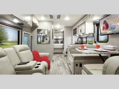 Thor Motor Coach Four Winds Class C gas motorhome 28Z highlights: Bedroom 12V Outlet 68in.in. Jackkn...