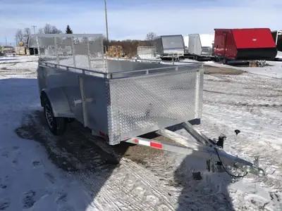 ACTION SERIES 5' X 10' ALUMINUM UTILITY TRAILER WITH REAR MESHED STRAIGHT GATE AND HIGH SIDES UPGRAD...