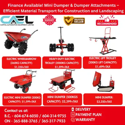Finance Available! Electric Mini Dumper & Dumper Attachments Efficient Material Transport for Constr...