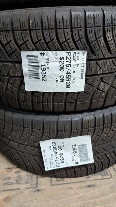PAIR OF 2X P275/45R20 275/45/20 MICHELIN PILOT ALPIN 5 SUV TAG # 19352 ** Please read details below...