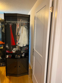 3 Black glass wardrobe & storage space.