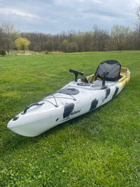 Strider XL 12' Sit in kayak, upgraded seat removable rod holders