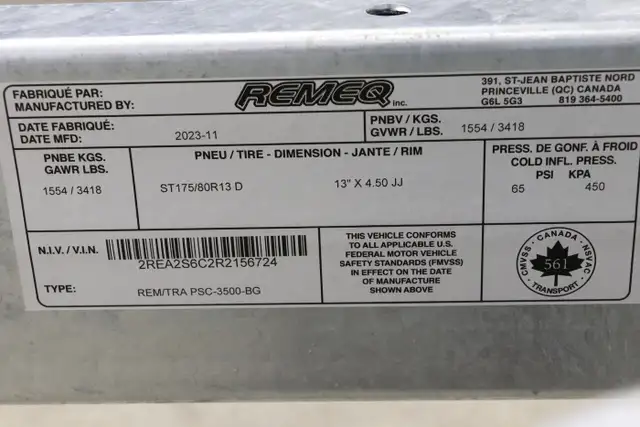 2025 REMEQ PSC-3500-BG POUR PONTON 18 À 22 PIEDS in Cargo & Utility Trailers in Laurentides - Image 14
