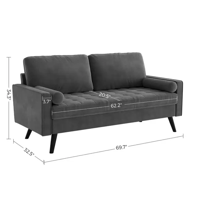 NEW 69.7 IN MODERN VELVET COUCH LIVING ROOM SOFA BT2555 in Couches & Futons in Winnipeg - Image 8