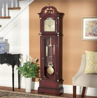 Grandfather Clock 71.63'' H Solid + Manufacture Wood, CHERRY, Br
