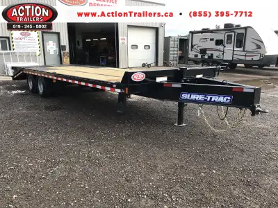LOW PROFILE DECK OVER TANDEM BP 22.5K EQUIPMENT HAULER!! SURE-TRAC 8.5' X 20' + 5' LOW PRO DECKOVER...