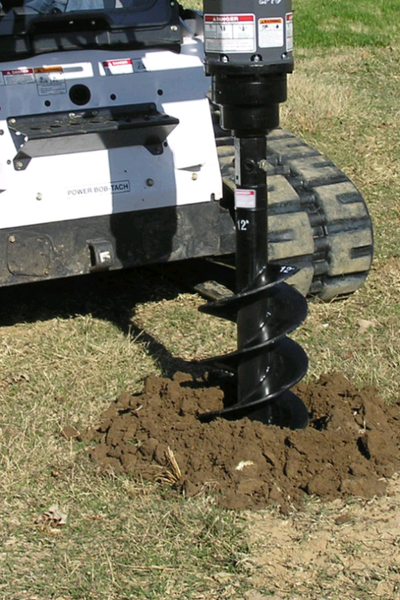 POST HOLES!    With Compact skid steer with post hole auger-digg, View more