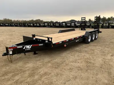 NEW 2025 SWS 24' H.D. Equipment Car Hauler Trailer Tri Axle Stand Up Ramps w/ 2' Dovetail 3 x 7000lb...