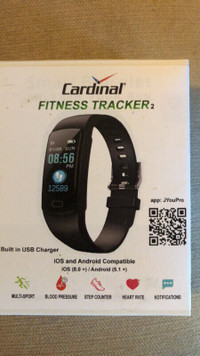 FITNESS TRACKER, CARDINAL BRAND. New in box, tags and manual