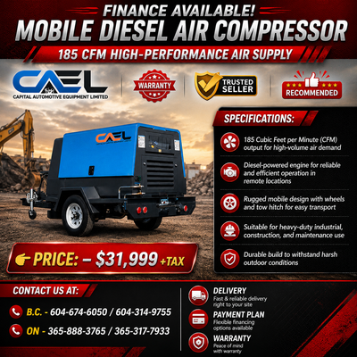 The Mobile Diesel Air Compressor (185 CFM) from Capital Auto Equipment delivers robust compressed ai...